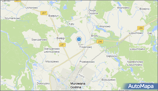 mapa Trojanowo, Trojanowo gmina Murowana Goślina na mapie Targeo